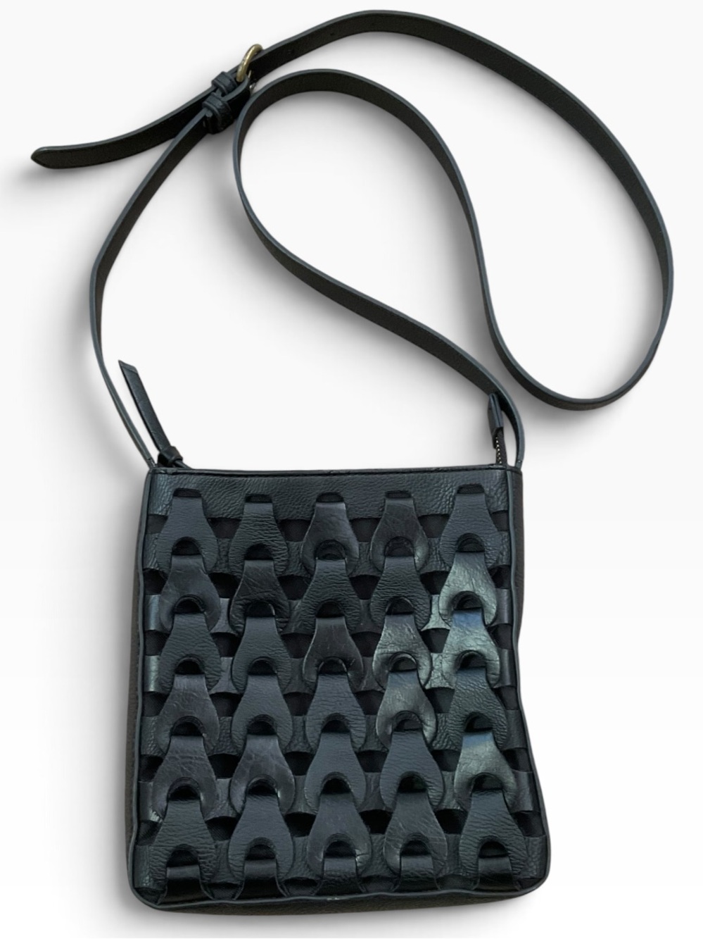 Universal Thread Black Woven Faux Leather Crossbody Bag - Women